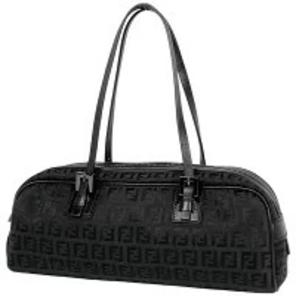 Fendi Zucchino Handbag Canvas Black